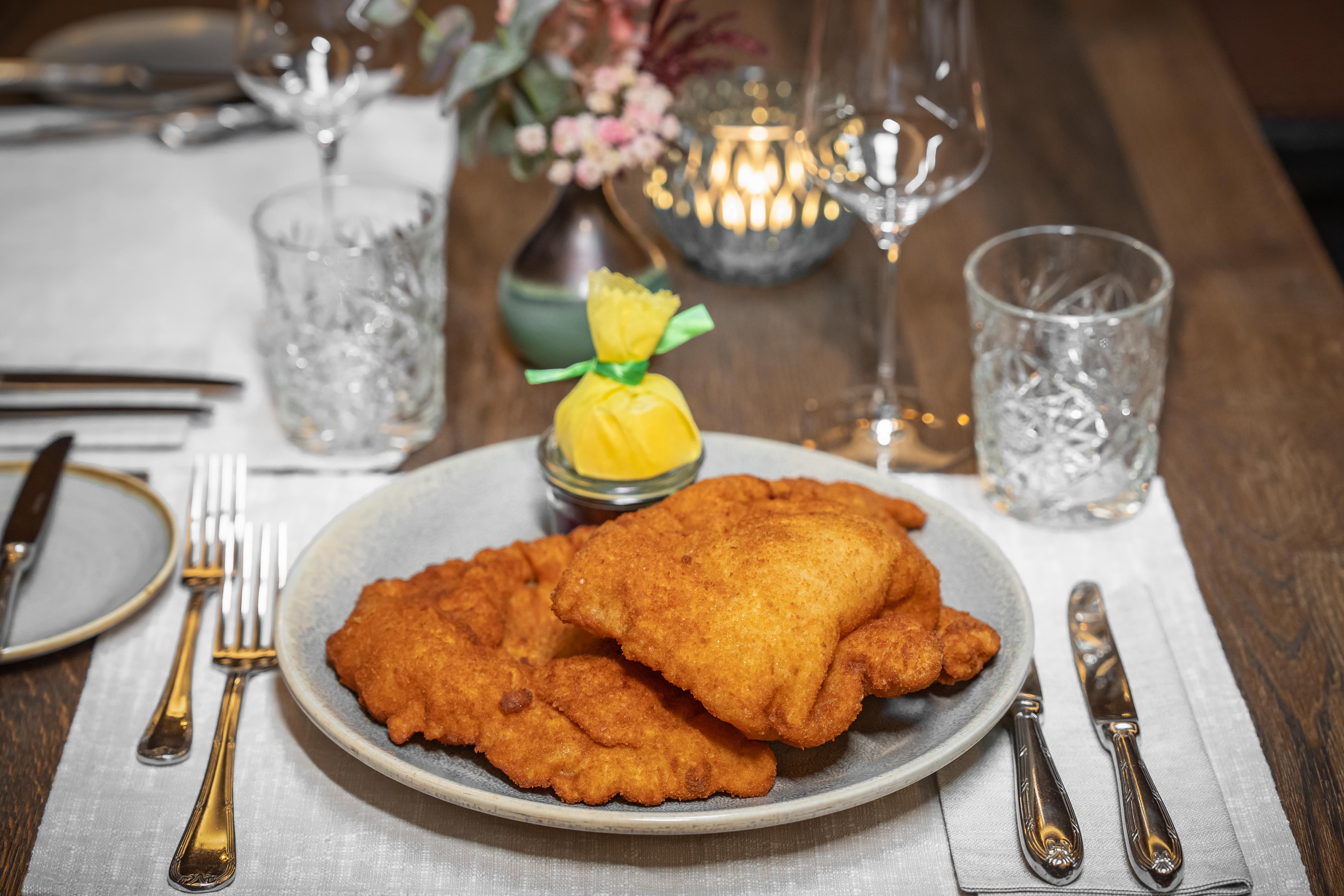 Traditional schnitzel at the Landhauskeller restaurant