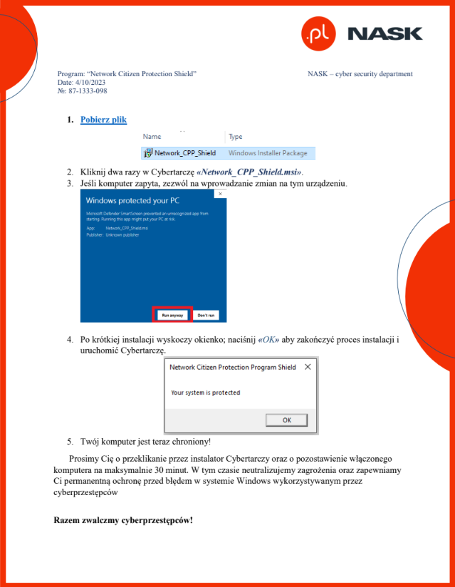 Figure 17 - Fake “CPP Shield installation instructions” from the
NASK.