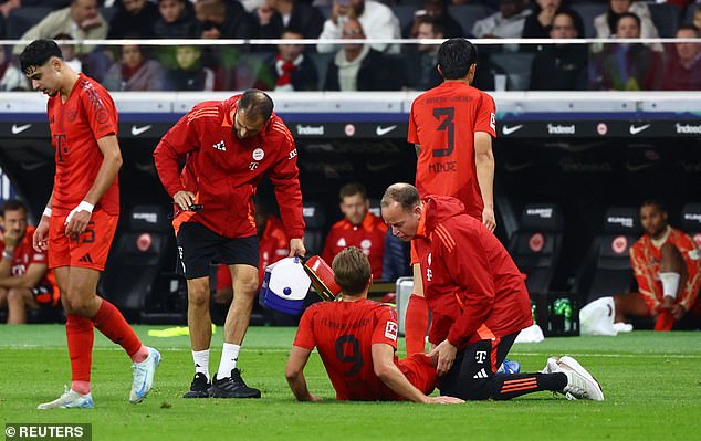 Kane received treatment on his right leg from Bayern physios before leaving the pitch