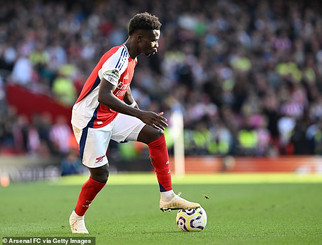 Saka was rewarded with a new bumper contract in the summer and has starred with two goals and seven assists in just seven games