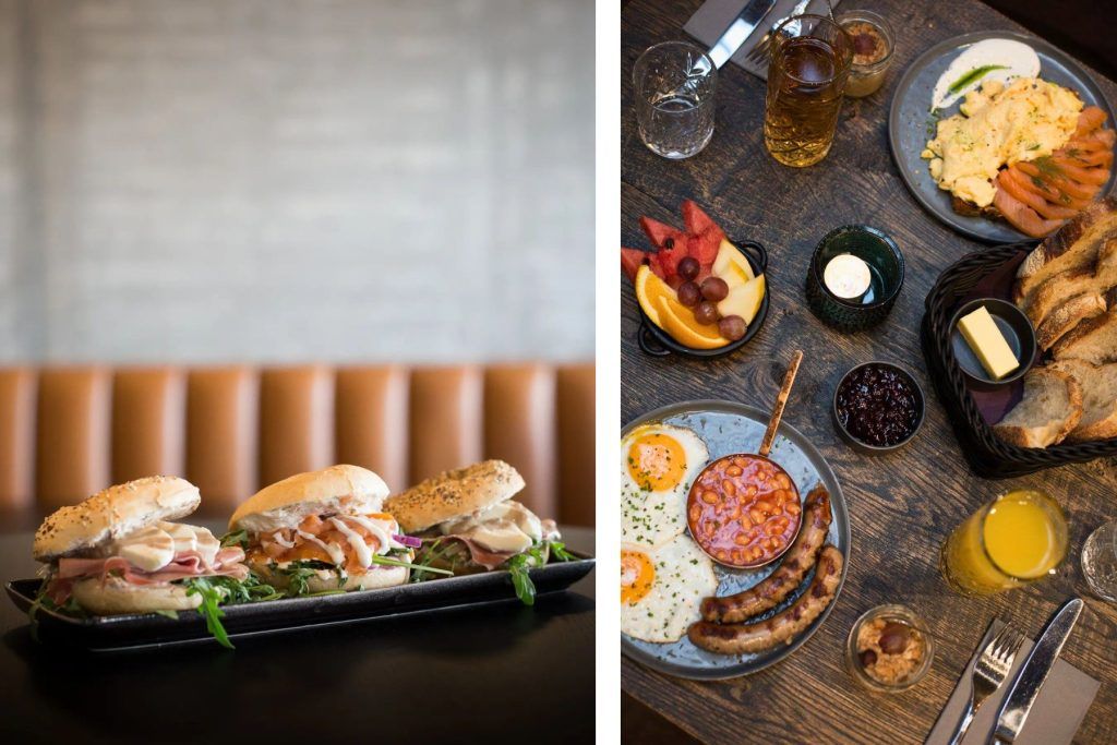 FROM LEFT: Tasty bagels in Duo Lounge; Reykjavik Residence's breakfast baskets are pretty spectacular. Courtesy of Reykjavik Residence Hotel (2)