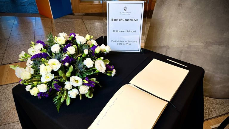 A book of condolence for Alex Salmond has opened at the Scottish parliament. Pic: Scottish parliament