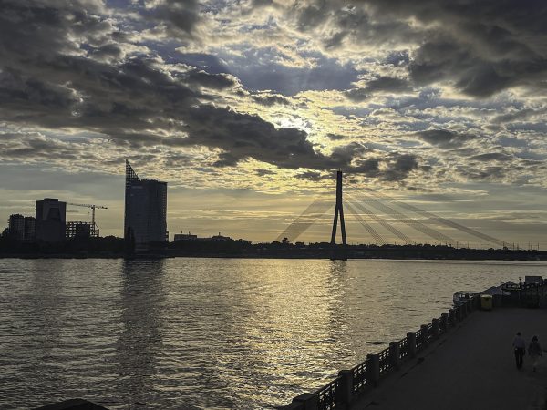 The Daugava River runs through Riga, Latvia. 