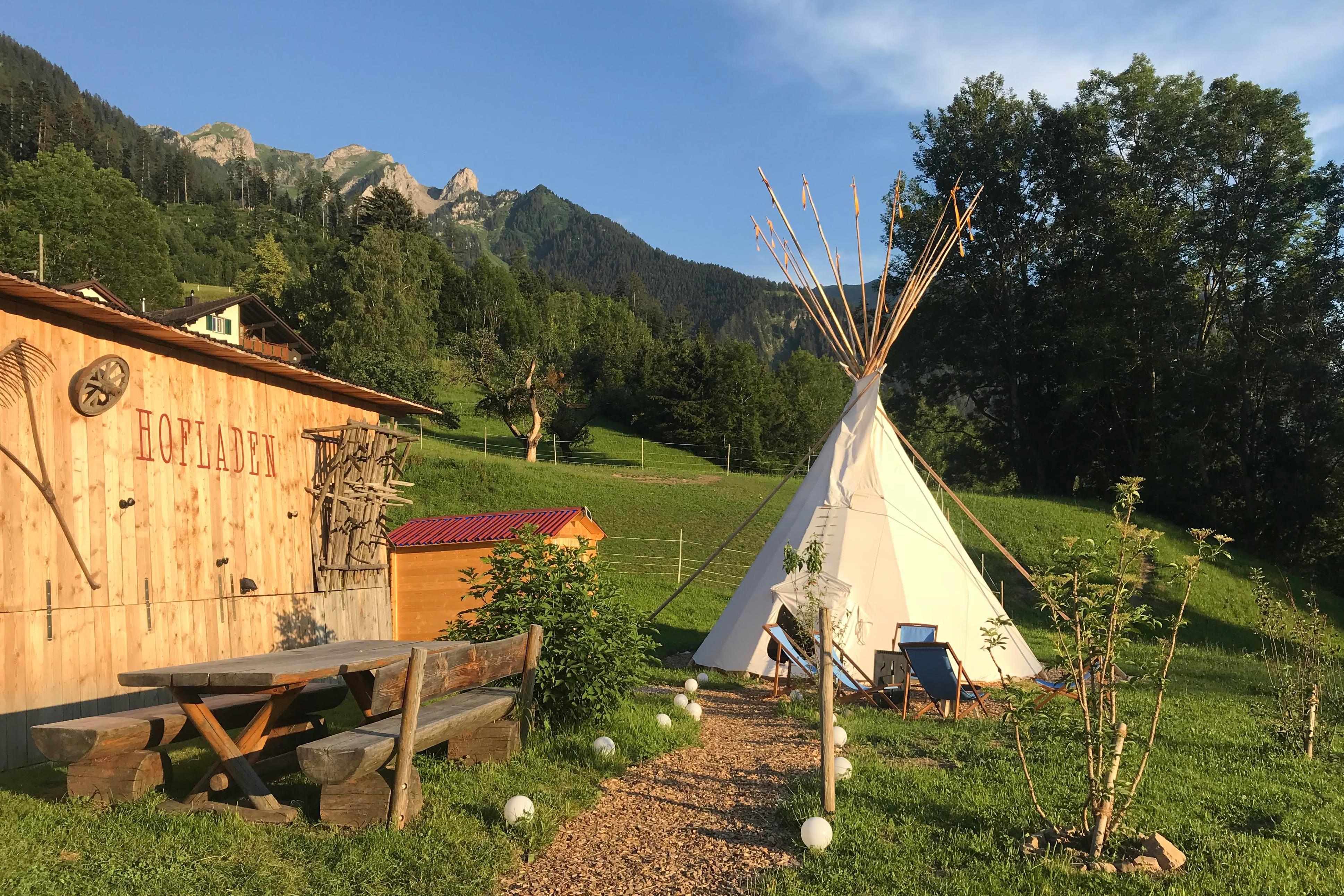 A five-person tepee in Triesenberg