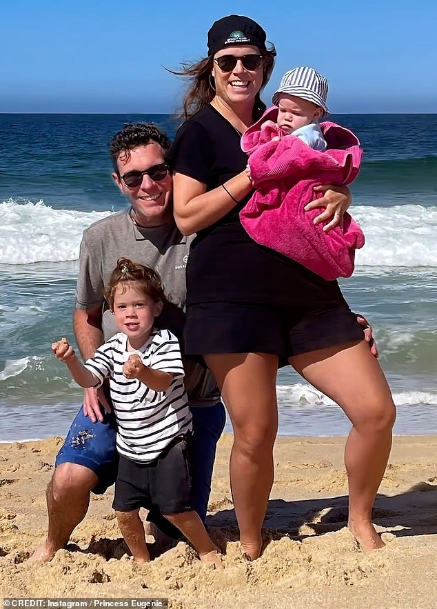 Portugal fans Eugenie with husband Jack Brooksbank and sons August and baby Ernest