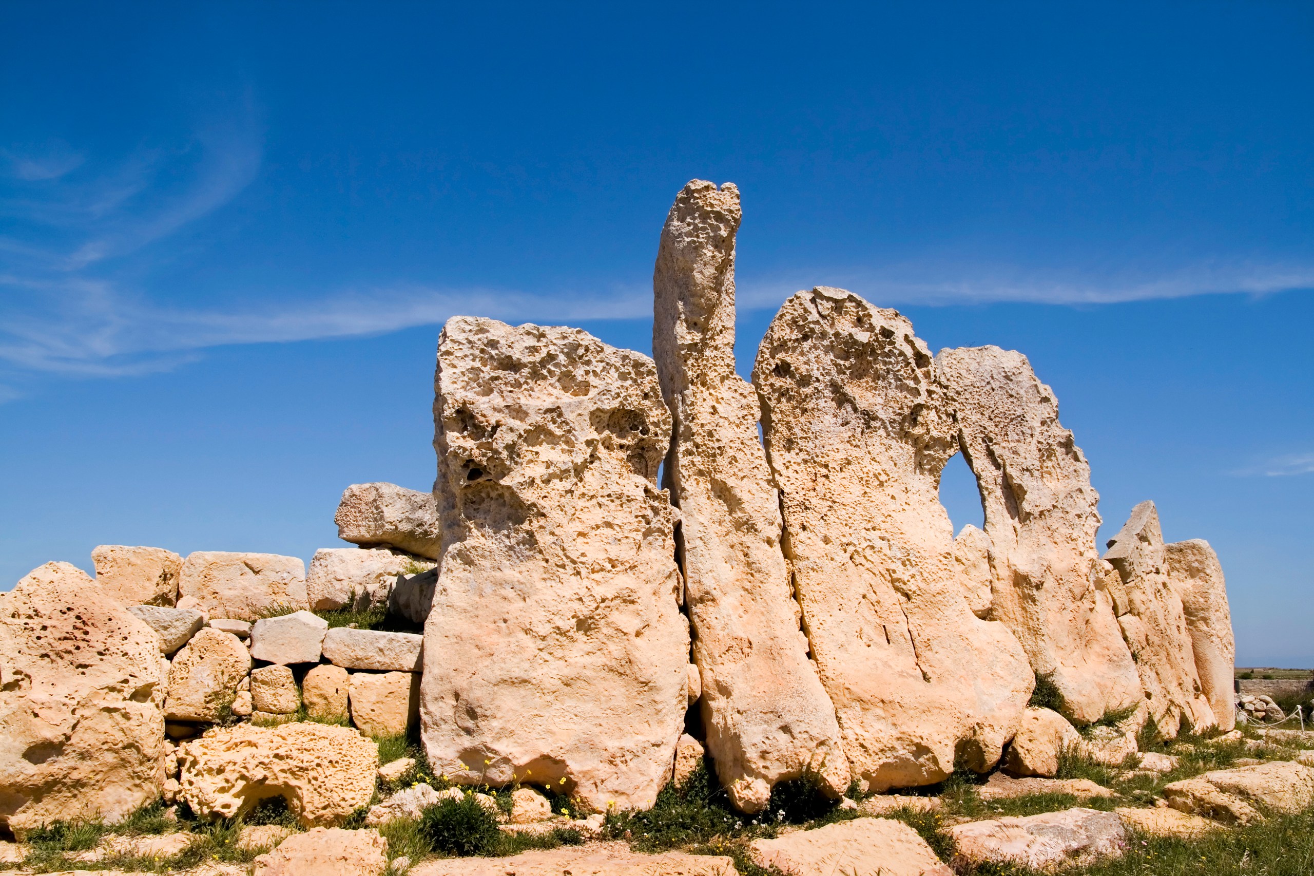 Giant stone structures at the Hagar Qim temple complex