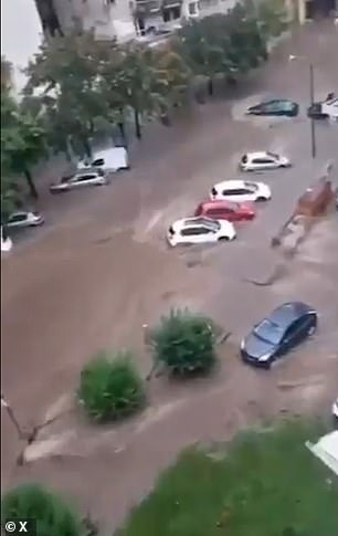 Water floods the streets in southern France as authorities said they had to close roads and evacuate neighbourhoods