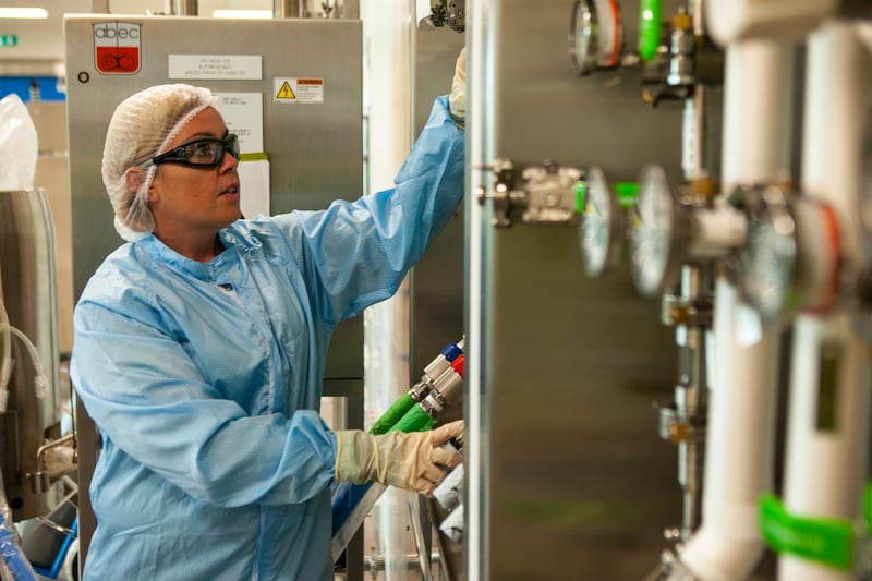A worker at a WuXi facility
