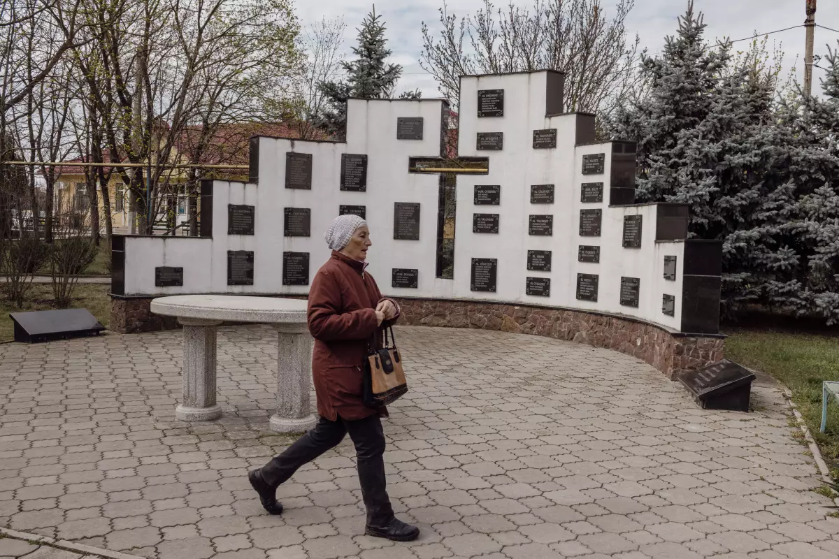 A memorial to those who died in the early 1990s the separatist war over Transnistria, in Varniţa, Moldova, March 31, 2023.