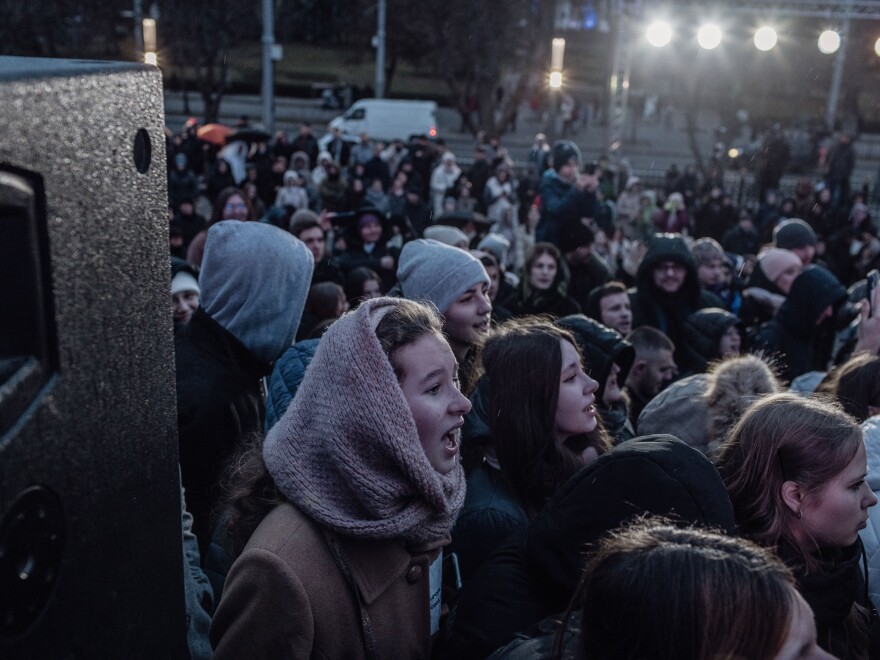 A rally and concert to mark the European Council's decision to open EU assenssion talks, held in Chisinau, Moldova, Dec 17, 2023.