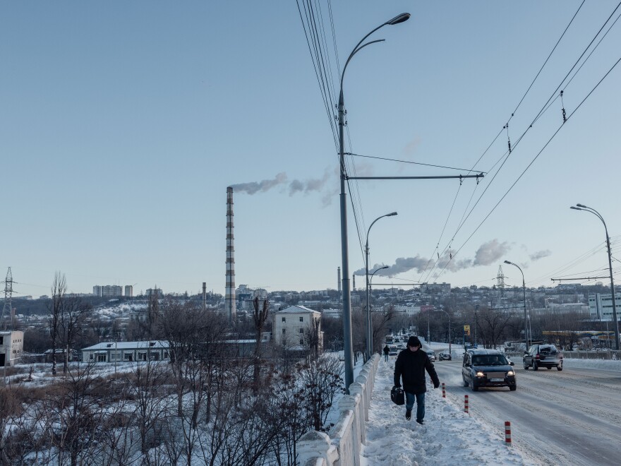 Smoke billows from the CET-1 power plant in Chișinău, Moldova, Jan. 9. After Russia triggered an economic crisis in Moldova by halting gas exports in 2022, Moldova set about diversifying its energy supply. It no longer depends on gas from Russia, but still buys electricity from the Russian-backed breakaway region of Transnistria.