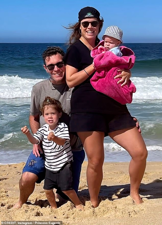 Princess Eugenie with husband Jack Brooksbank and their sons August and Ernest. The family have been splitting their time between the UK and Portugal since 2022