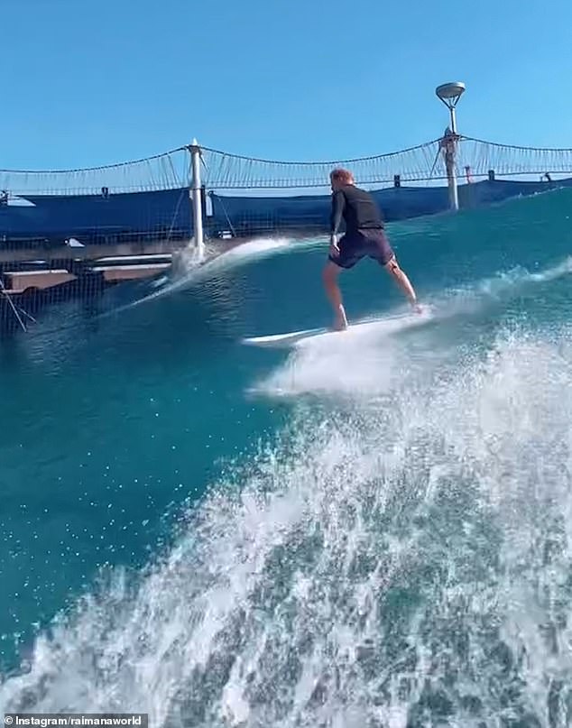 Over the years, the area has been compared to St Tropez in the 1960s thanks to its secluded beaches - which are said to be ideal for Prince Harry's new hobby of surfing. Pictured: Prince Harry surfing in Tahiti