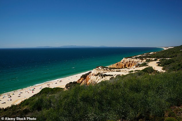 Like the Hamptons, the beaches in Melides (pictured) - which is only an hour's drive from Lisbon - are sandy and can go on for 40 miles