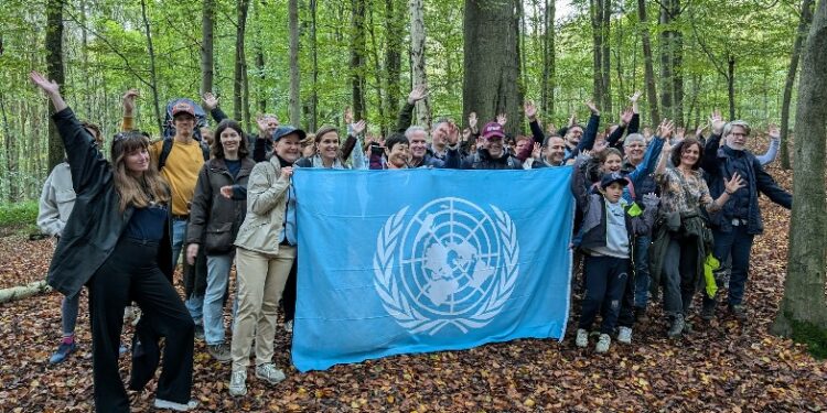 UN Staff, Sonian Forest rangers and partners at opening of the UN Trail in the Sonian Forest