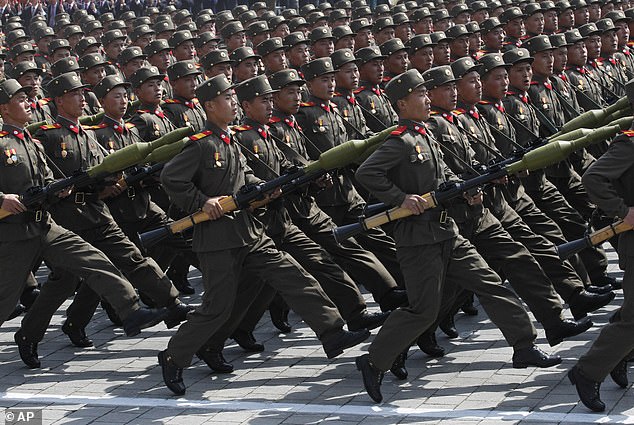 File image of North Korean soldiers march during a mass military parade in Pyongyang's Kim Il Sung Square to celebrate 100 years since the birth of North Korean founder, Kim Il Sung