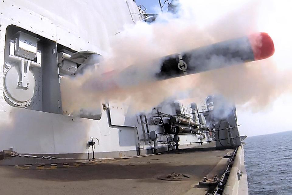 A Stingray Training Variant Torpedo is fired from Type 23 frigate HMS Westminster during an exercise. After spending much of her 7 month deployment in the Gulf and Indian Ocean region conducting maritime security operations in support of the UK's long standing commitment in the area, Royal Navy warship HMS Westminster took some time out to undertake valuable training. During this training period, the ship undertook her keyrole training in the form of Anti Submarine Warfare and tested her torpedo firing skills. The TVT (training variant torpedo) as it is commonly known was fired to test the launching capabilities and also to test the sonar capablilites and training of the operators. Within minutes of the training finishing, HMS Westminster undertook a spot of gunnery training. *** Local Caption *** For further information on clearance of images and press releases, please contact Lt Paula Bennett-Smith (Paula.Bennett.UK@me.navy.mil) or Lt Cdr Sally Armstrong (Sally.Armstrong.UK@me.navy.mil)