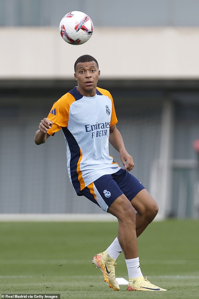 Kylian Mbappe training at Real Madrid's Valdebebas training ground on October 15