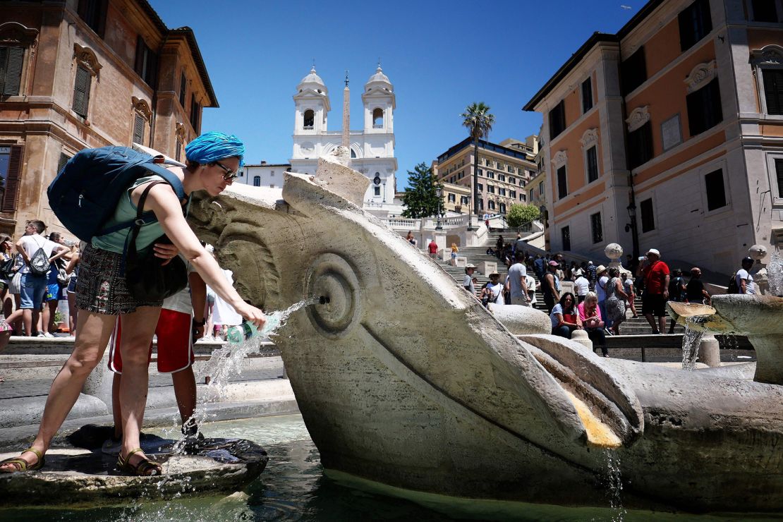 Many European cities have free water fountains across the city where you can refill a water bottle, like the Fontana della Barcaccia on Piazzia di Spagna in downtown Rome.