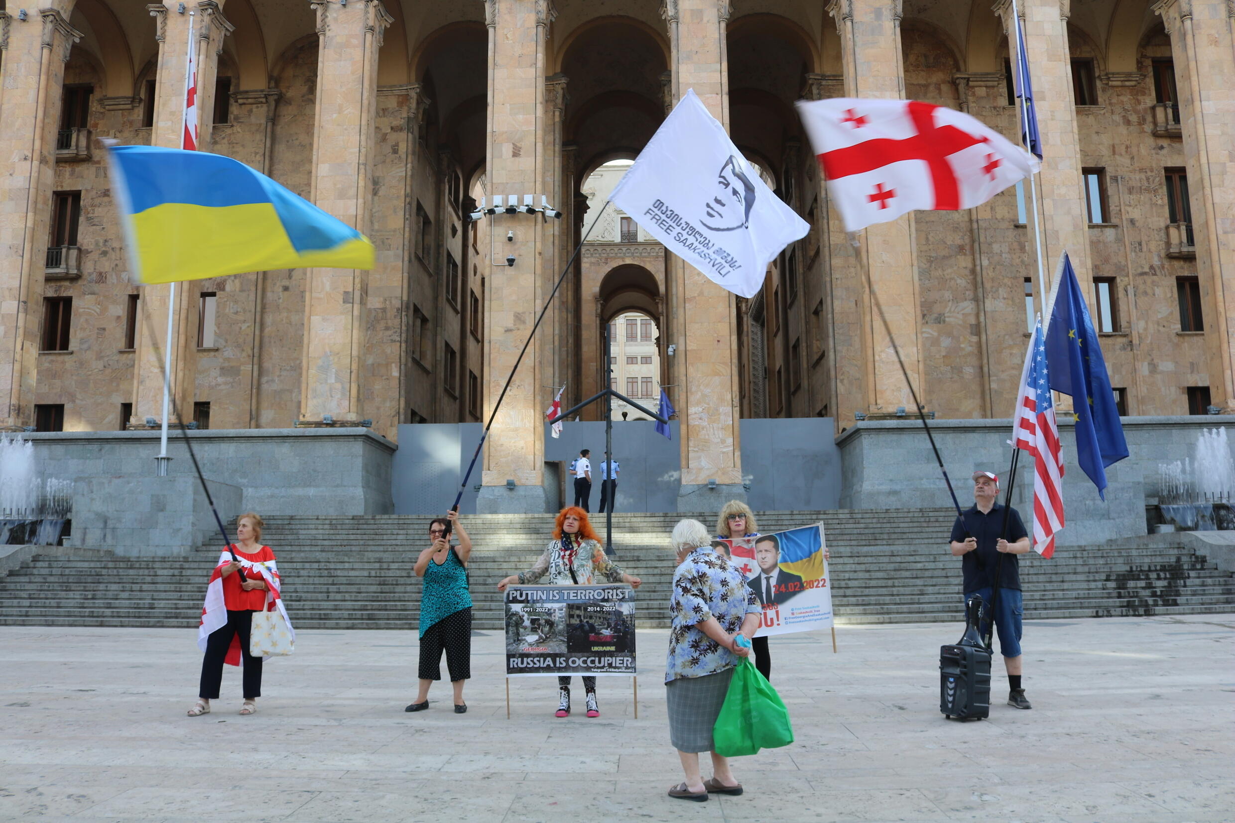 Georgians demonstrate outside parliament in Tbilisi on September 8, 2024.