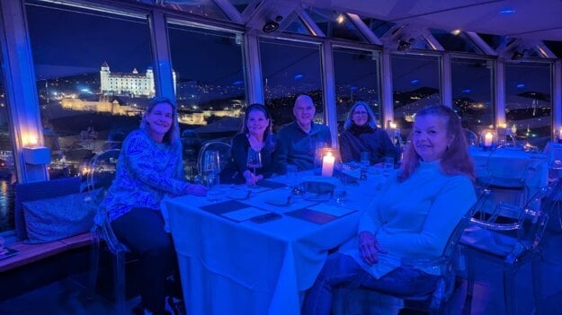 From left to right: MaryJo Kacvinski's sister Beth, MaryJo herself, her brother Mark and his wife Gwen, and Maryjo's cousin Katrina.  Beth, Mark, Katrina and MaryJo have all been approved for Slovak citizenship.