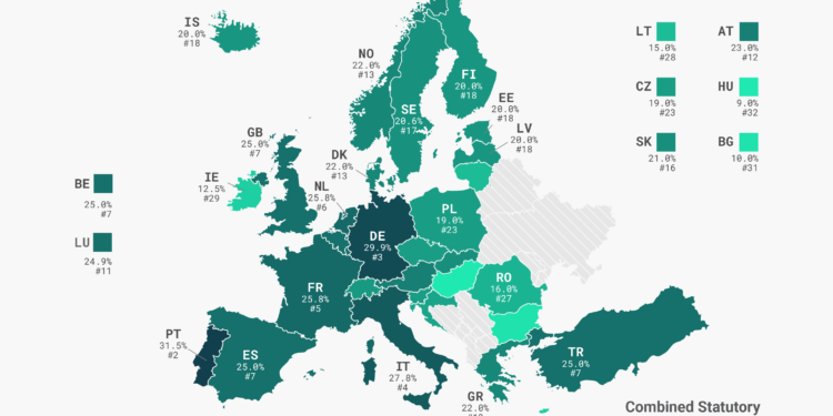 2024 corporate tax rates in Europe and 2024 corporate income tax rates in Europe