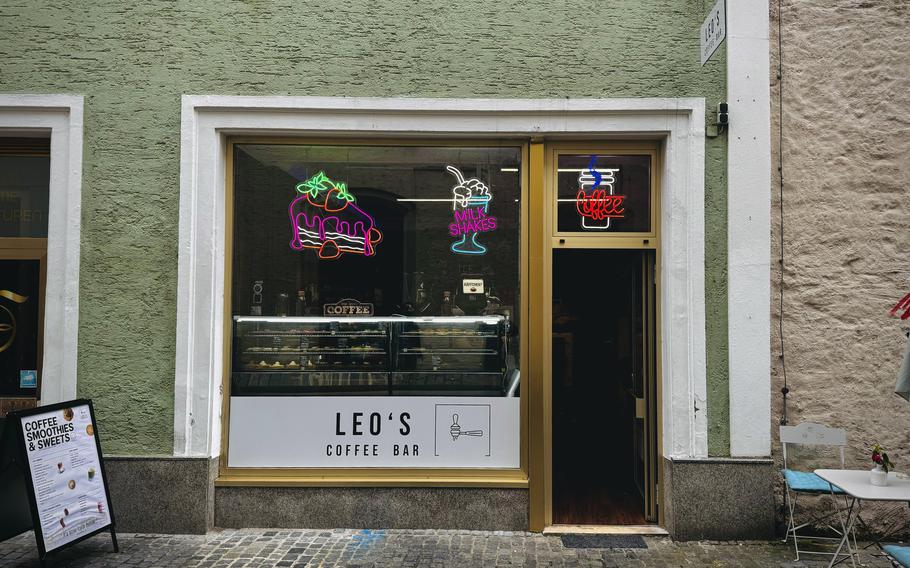 The exterior of Leo’s Coffee Bar is shown.