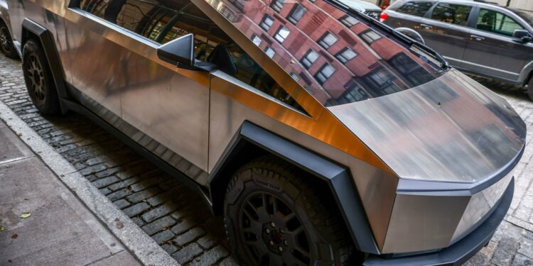 Tesla Cybertruck is seen parked on a street in Brooklyn, New York City, United States of America on July 7th, 2024. (Photo by Beata Zawrzel/NurPhoto via Getty Images)