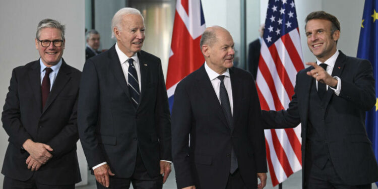Biden meets with European allies in Berlin, says West must keep aiding Ukraine