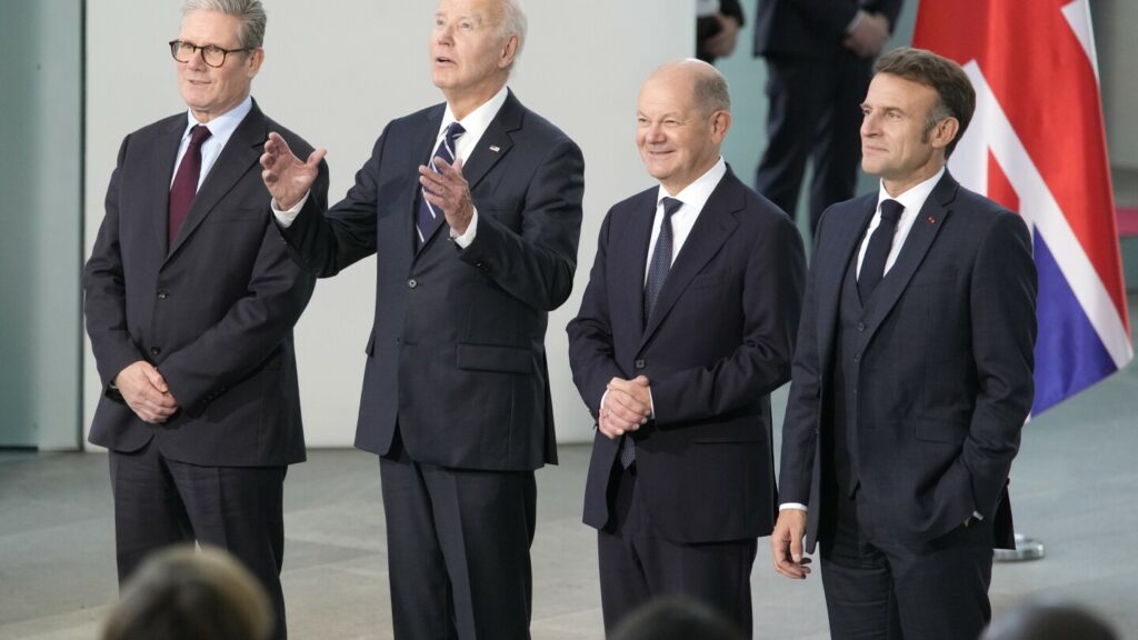 Biden urges Western allies to keep aiding Ukraine during meeting with Europe leaders before election