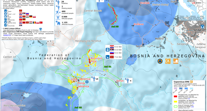 Bosnia and Herzegovina | UCPM Response to Floods - DG ECHO Daily Map | 14/10/2024 - Bosnia and Herzegovina