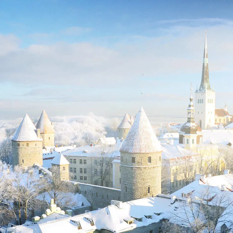 Snow Dusted Tallinn In Estonia