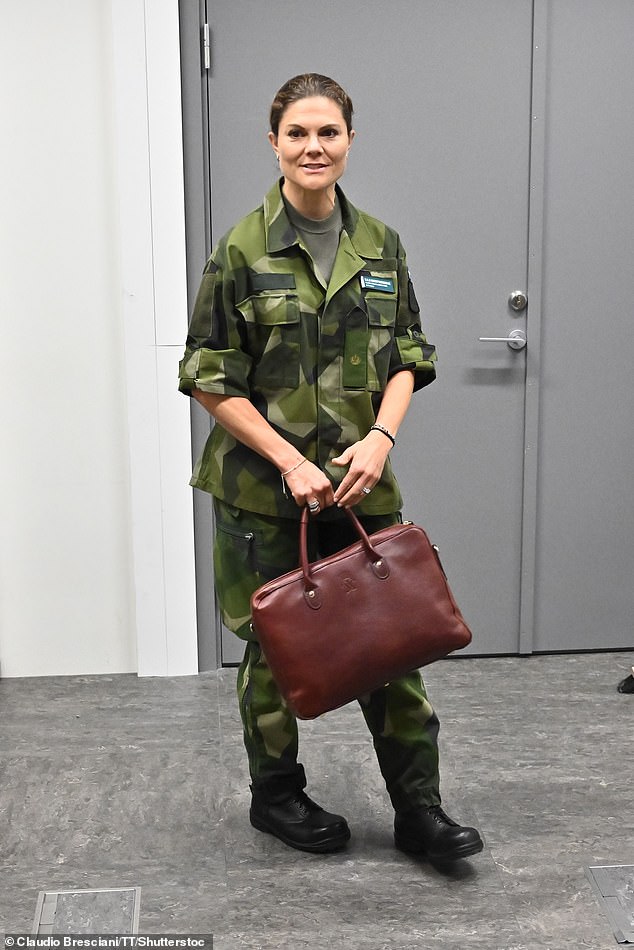 Crown Princess Victoria of Sweden, 47, resumed her military training in Stockholm. two months after announcing she would be embarking on a focused course of study