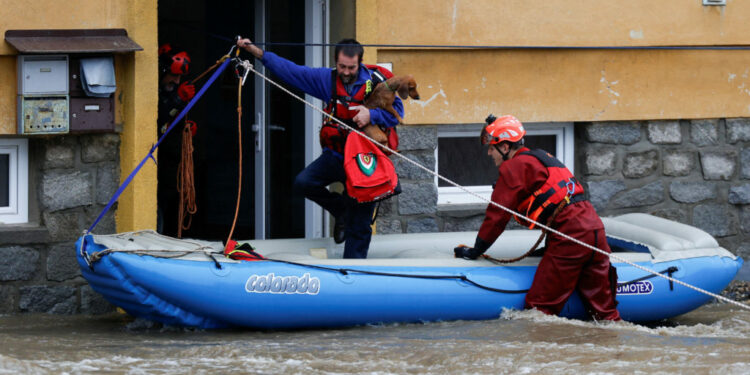 Aftermath of heavy rainfall in Jesenik