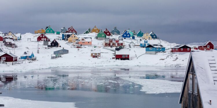 A city covered with snow