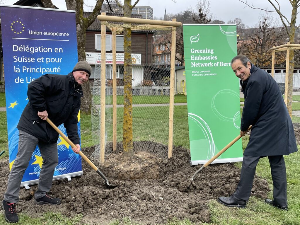 EU Del to Switzerland & Liechtenstein joins #ForOurPlanet campaign by planting and adopting a tree in Bernese open-air bath