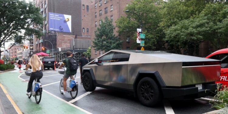 A Tesla Cybertruck in New York City