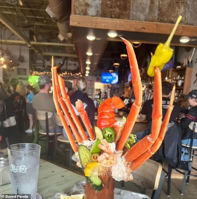 Now that's a feast! One diner looking to quench their thirst with a Bloody Mary was shocked to be offered a full meal on top of their tipple