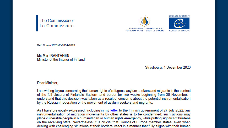 Finland: Concern over right to seek asylum and need for human rights safeguards after full closure of Eastern land border