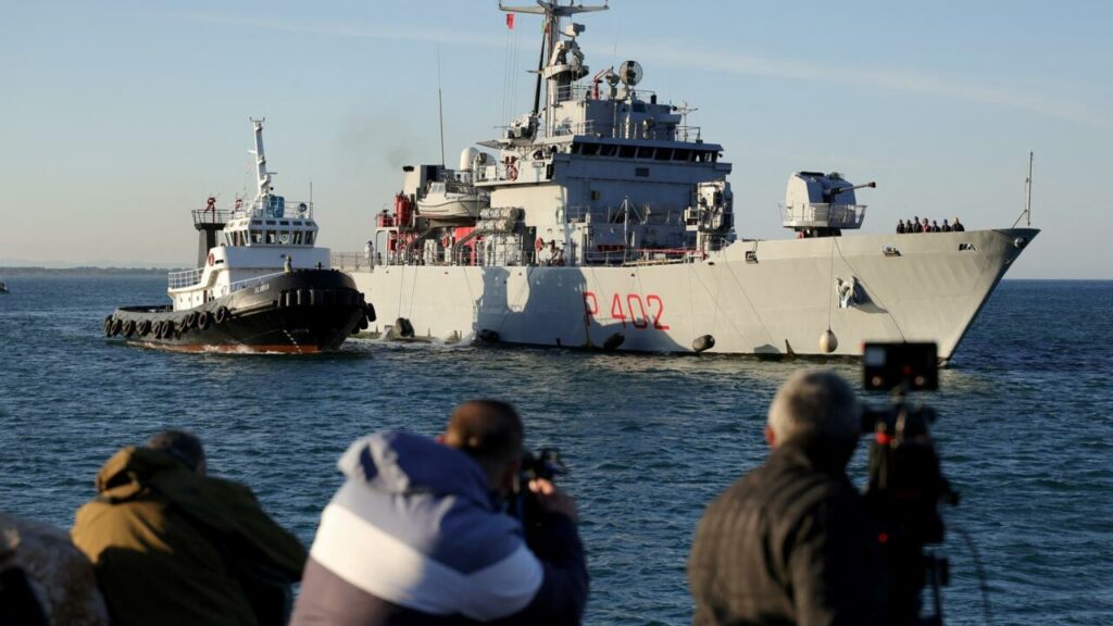 First Italian ship carrying intercepted migrants arrives in Albania
