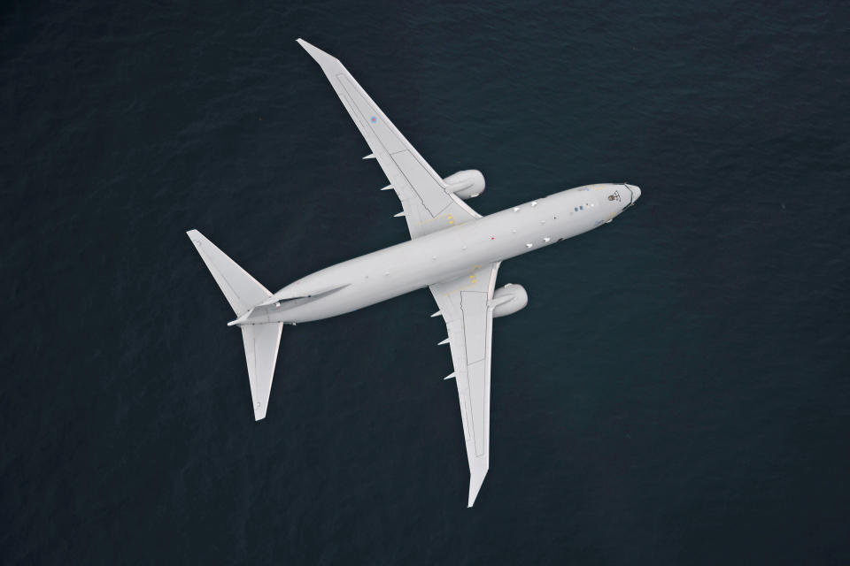 Image of a Royal Air Force Poseidon maritime patrol aircraft, seen here flying over the coast of Scotland. In a training flight conducted over the Moray Firth a Poseidon (P-8A) aircraft operated by 120 Sqn, based at RAF Lossiemouth, dropped a recoverable exercise variant of the Mark 54 Lightweight Torpedo, simulating an attack on a submarine. At just under 3m long and 32cm in diameter, the Mk 54 torpedo is small and light enough that five can be carried in the Poseidon's internal weapons bay. the high-explosive warheads on the live torpedoes pack a devastating punch sufficient to destroy enemy submarines that the Poseidon crew can locate and track using state-of-the-art equipment. The successful release of a torpedo is the latest milestone in the rapid development of the Poseidon in RAF service. Five Poseidon MRA1s are based at RAF Lossiemouth with a further four set to be delivered by the end of this year. The station, which is situated in close proximity to one of the aircraft's most frequent area of operations, is benefiting from a multi-million pound investment programme bringing significant economic benefits to the Highlands & Islands and Morayshire communities. The Poseidon is fitted with advanced, state-of-the-art, Anti-Submarine Warfare and Anti-Surface Warfare sensors which will provide global protection to UK, NATO and our Allies' submarines and warships in an increasingly dangerous world.