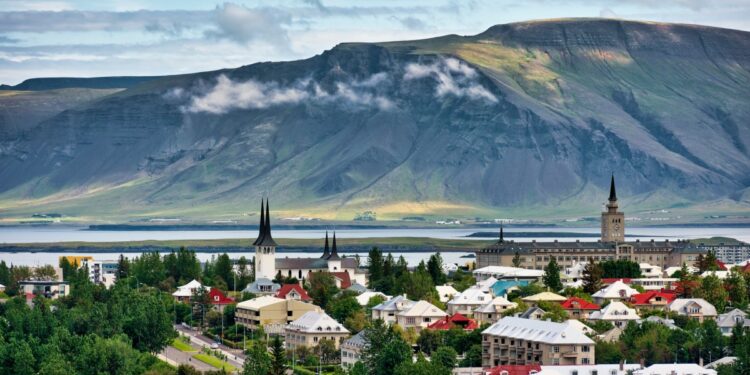 Elevated view across Reykjavik, Capital Region, Iceland