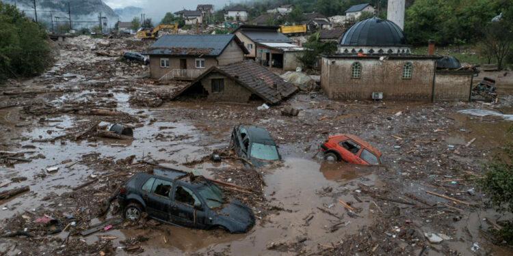 Aftermath of floods and landslides in the village of Donja Jablanica