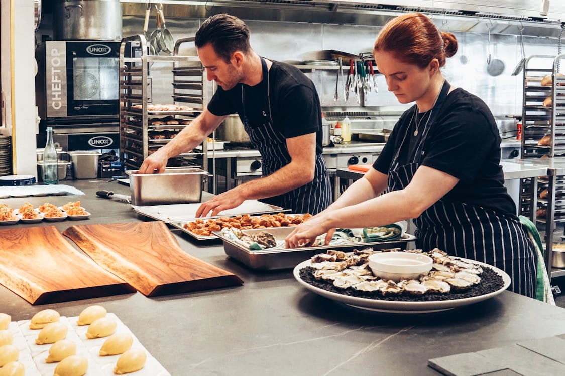 Man and woman cooking