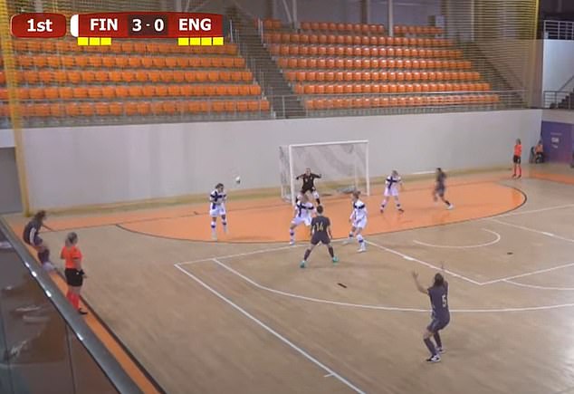 Mail Sport's Commissioning Editor Kate McGreavy scored the Lionesses first ever Futsal goal