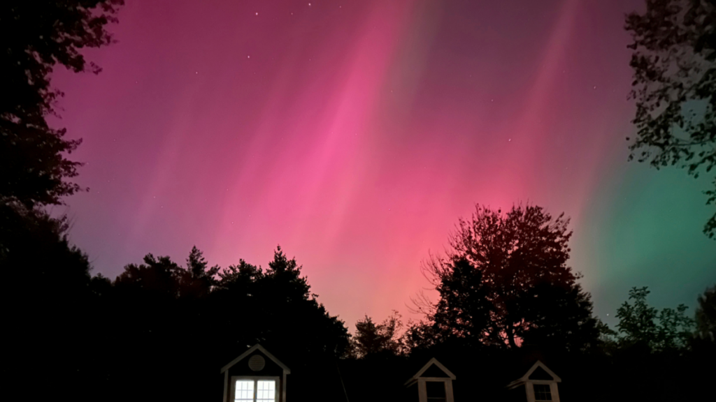 Majestic Northern Lights colour night skies over Europe