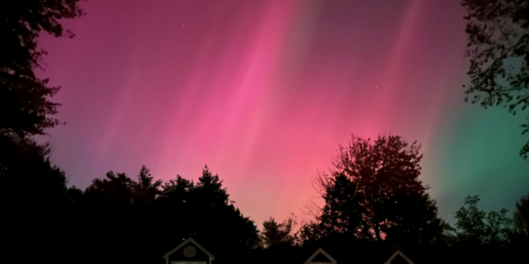 Majestic Northern Lights colour night skies over Europe