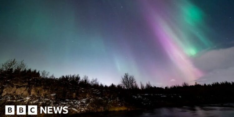 Northern Lights over Iceland in sped-up footage