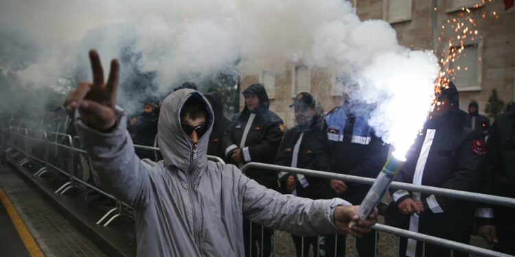 Protesters in Tirana, Albania demand resignation of Prime Minister Edi Rama