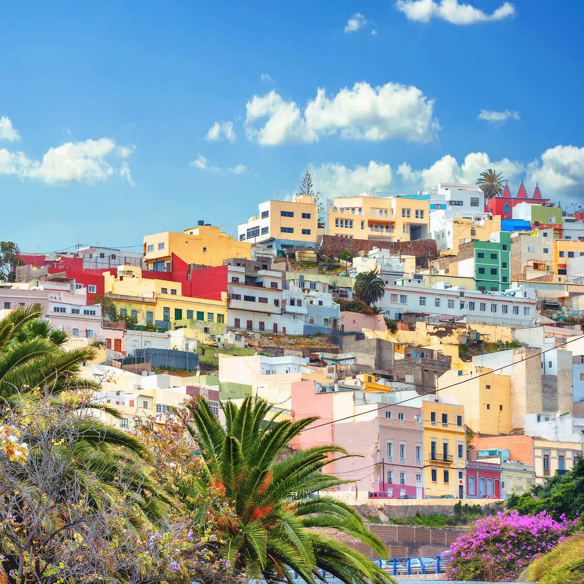 Colorful Houses In Las Palmas De Gran Canaria, Canary Islands, Spain